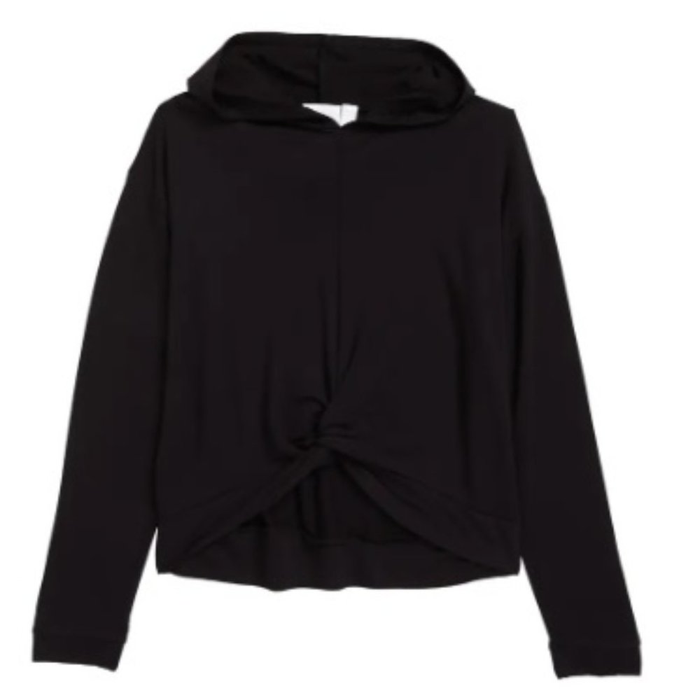 Zella Girls Take It Easy Twist French Terry Hoodie Sweatshirt Dark Purple Size M